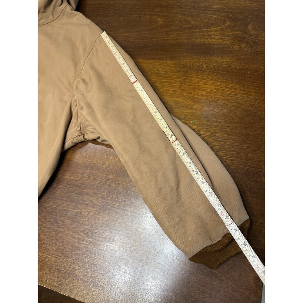Carhartt FR Duck Canvas Jacket Mens 4XL Work Coat Hood Full Zip Brown Stains - Picture 7 of 15